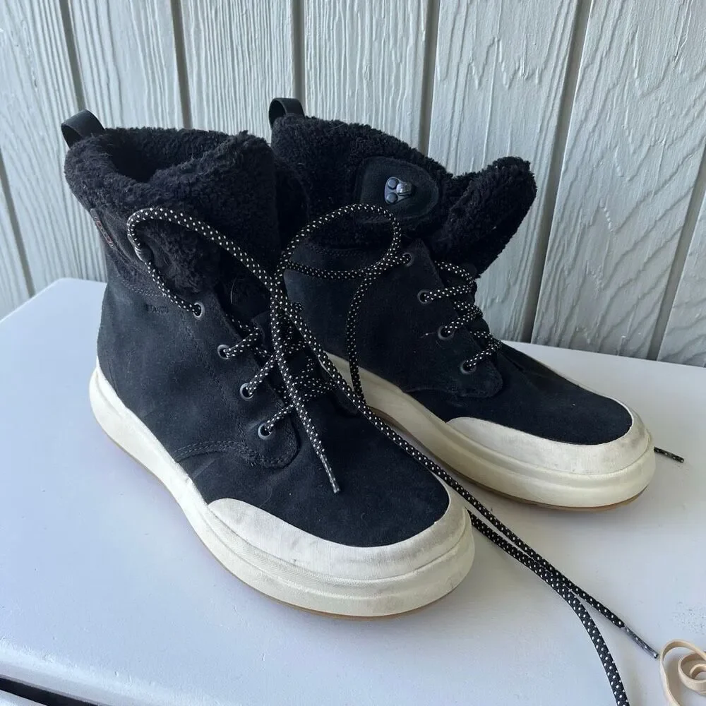 Merrell Marquette Thermo Lace Waterproof Boots 9.5/10 Black Suede Fleece